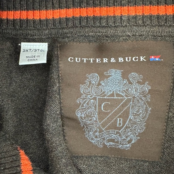 Cutter & Buck Brown Sleeveless 1/4 Zip Pullover Sweater Vest (3XT / 3X Tall) - Picture 10 of 11
